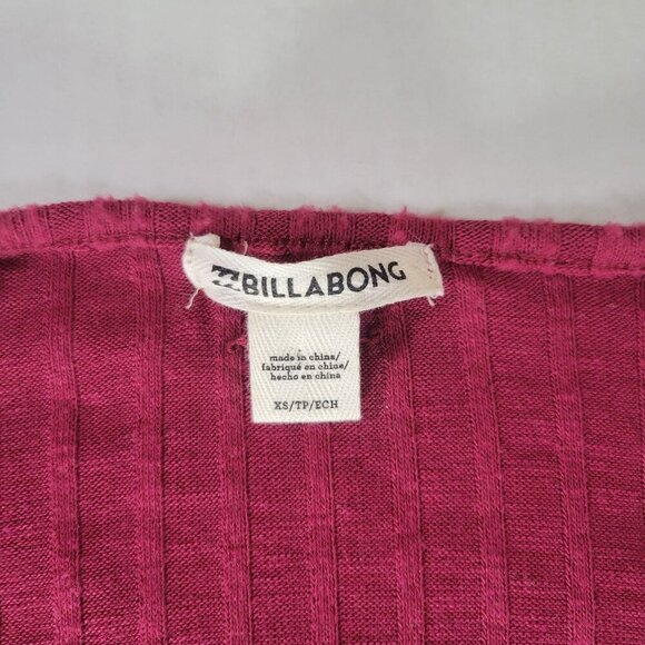 Billabong Women Faux Ribbed Wrap Long Sleeve Cotton Sweater Top Size XS - Picture 2 of 10